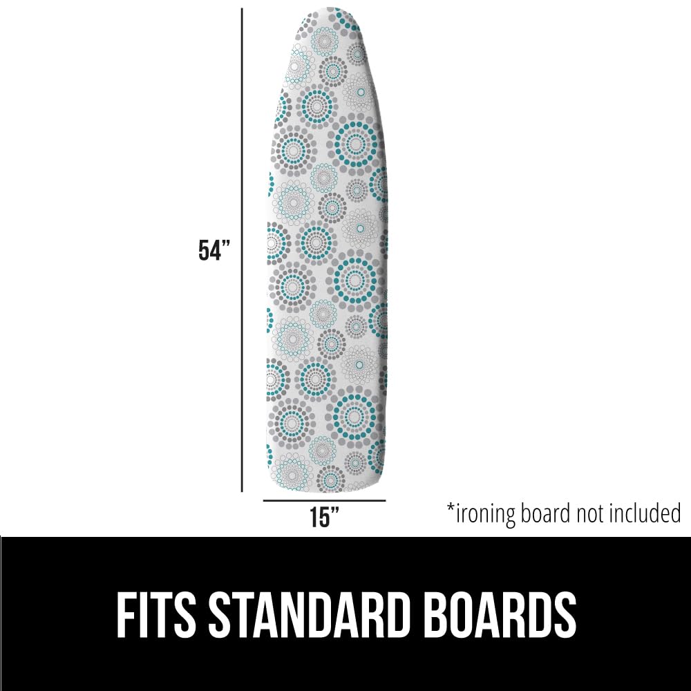 GORILLA GRIP The Original Ironing Board Cover and Pad, Silicone Coating, Thick Scorch Resistant Padding, Heavy Duty Iron Covers Standard Boards, Hook and Loop Fastener Strap, Silver, 15x54