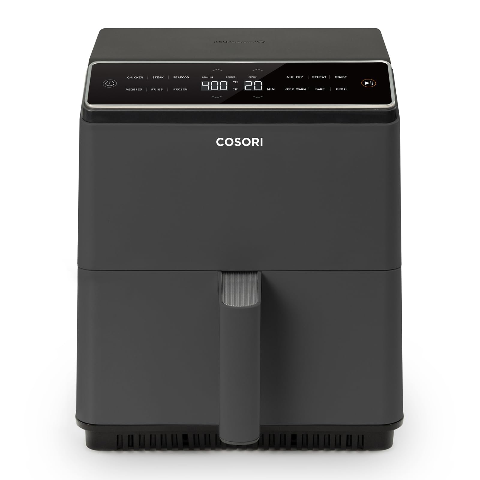 Cosori 9-in-1 TurboBlaze Air Fryer 6 Qt, PFAS-Free Ceramic Coating, 90°–450°F, Precise Heating for Even Results, Air Fry, Roast, Bake, Broil, Dry, Frozen, Proof, Reheat, Keep Warm, 120V, Dark Gray
