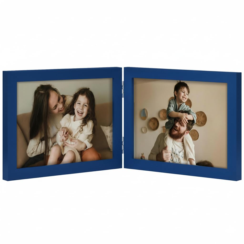 decorUhome Double 4x6 Picture Frame Vertical, Engineered Wood Bifold Photo Frame with Plexiglass for Tabletop Display, 4x6, Black