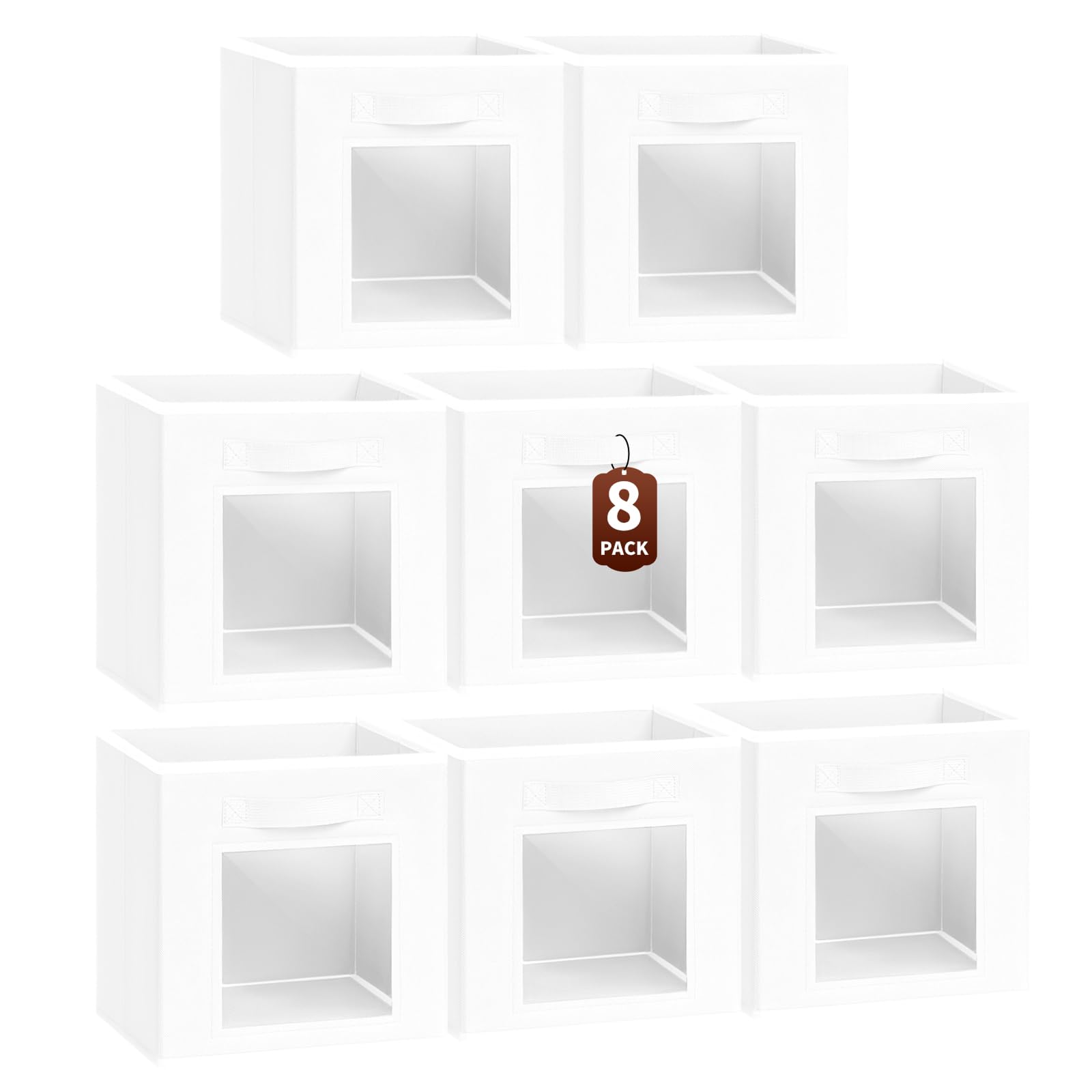 Homsorout Storage Cube 11 Inch - Cube Storage Bins with Window, Closet Storage Baskets with Handle, Fabric Bins for Closet, Shelves, Toys, Clothes, Set of 6, Grey