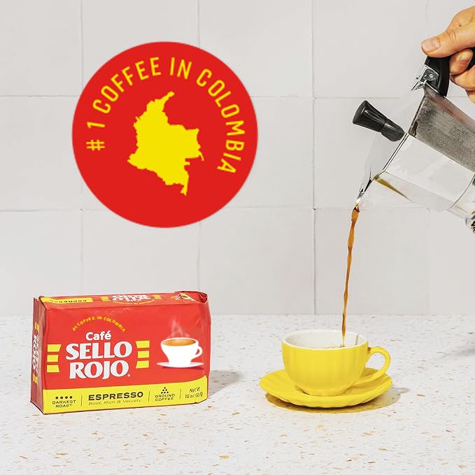 Sello Rojo Espresso Brick, Colombian Ground Coffee, 10 oz