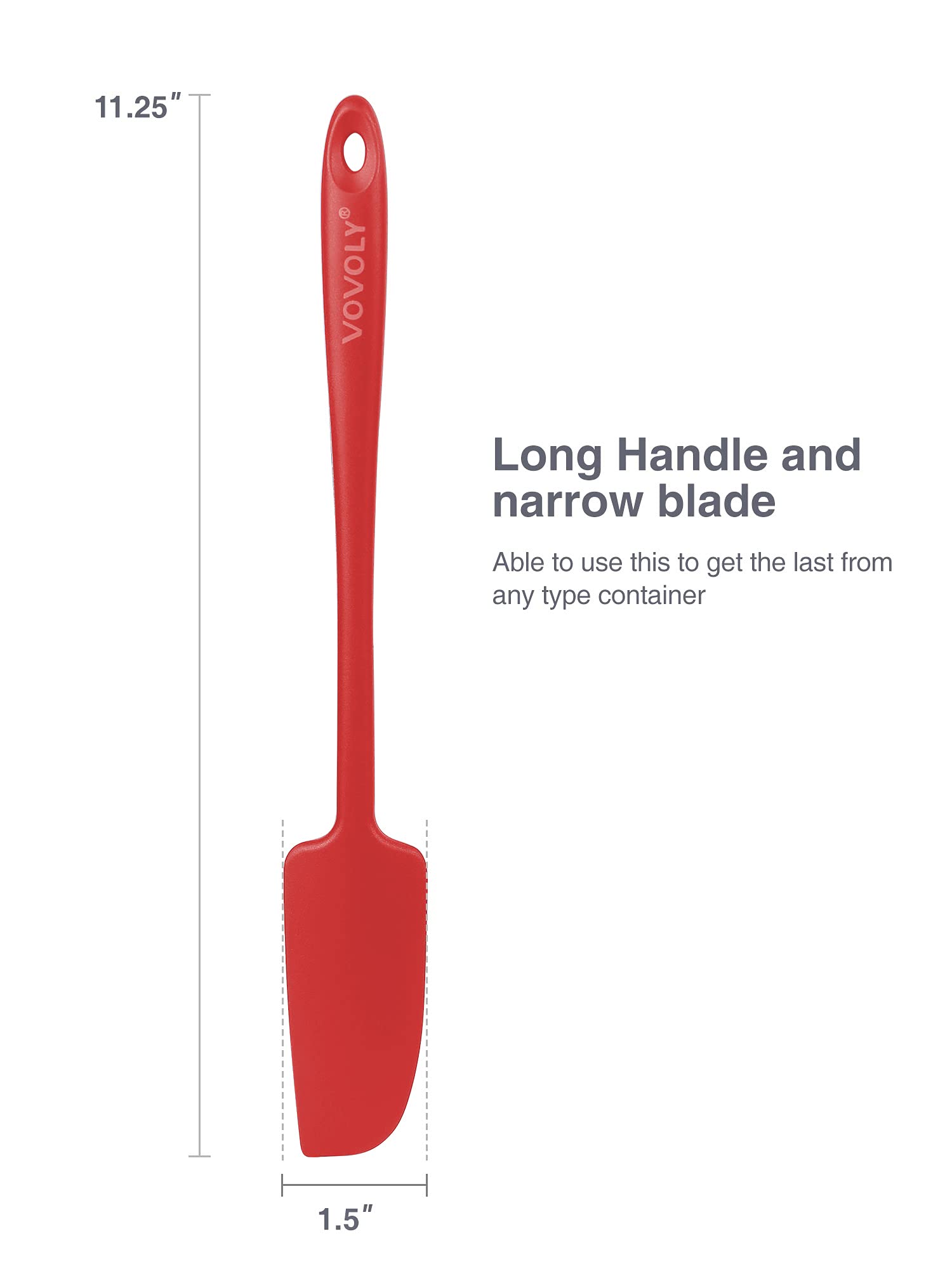 Silicone Jar Spatula, Small Rubber Scraper, Spatulas Silicone Heat Resistant, Seamless,Non StIck Cookware 11.2 Inch, Black.