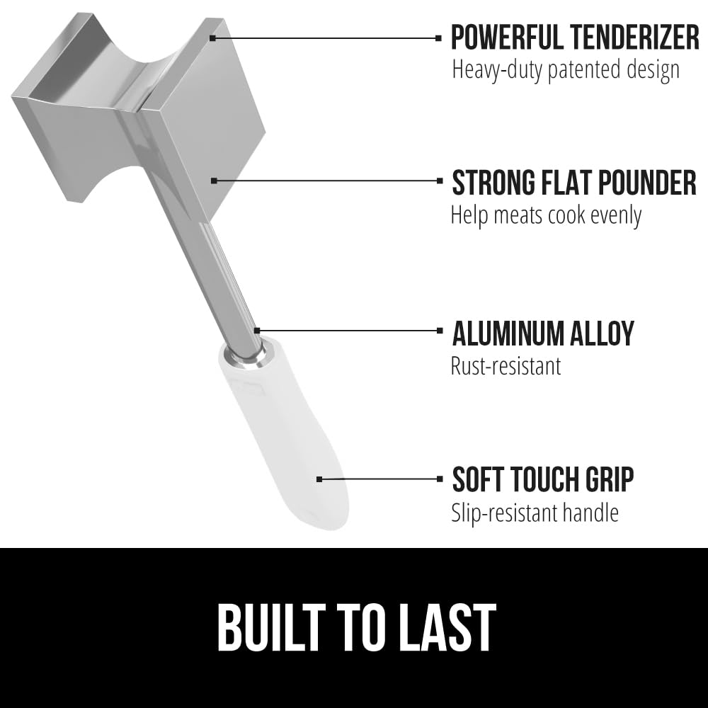 GORILLA GRIP BPA-Free Patented Dual-Sided Meat Tenderizer Tool, Soft Comfortable Handle, Heavy Duty Kitchen Mallet for Steak, Beef, Cutlets, Commercial Grade Chicken Pounder, Dishwasher Safe, Black