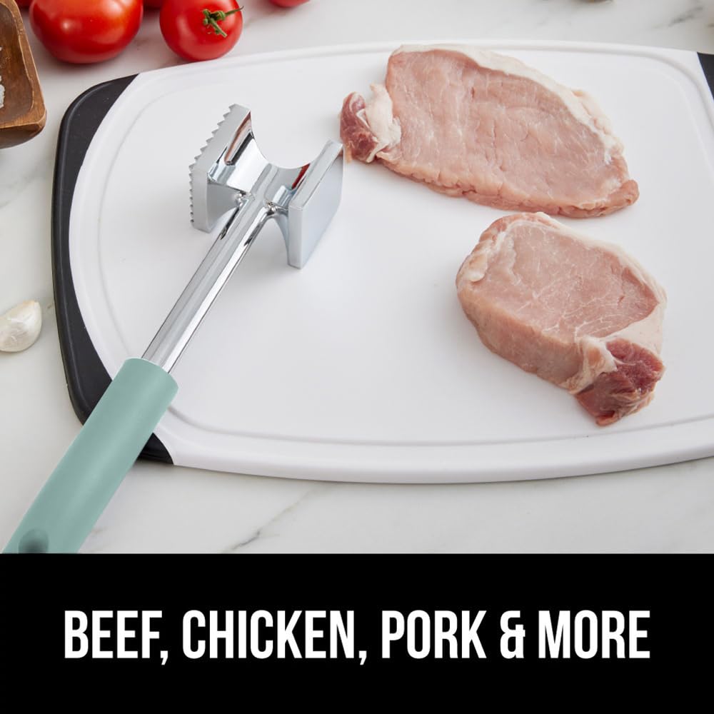 GORILLA GRIP BPA-Free Patented Dual-Sided Meat Tenderizer Tool, Soft Comfortable Handle, Heavy Duty Kitchen Mallet for Steak, Beef, Cutlets, Commercial Grade Chicken Pounder, Dishwasher Safe, Black