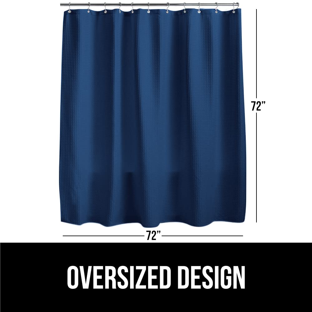 GORILLA GRIP Waffle Shower Curtain, Thick Weighted Fabric, Wrinkle and Rust Resistant, Classic Hotel Quality Design, Heavy Duty Long Curtains for Bathroom Showers, Bath Tubs, Machine Wash, 72x72 White