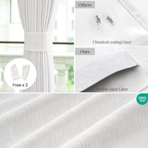 Topfinel 84 Inch Long Natural Blackout Curtains for Bedroom Livingroom, Farmhouse Back Tab Pinch Pleated Drapes for Track System,Neutral Linen Ambiance & Privacy Drapes Natural 52" W*84" L