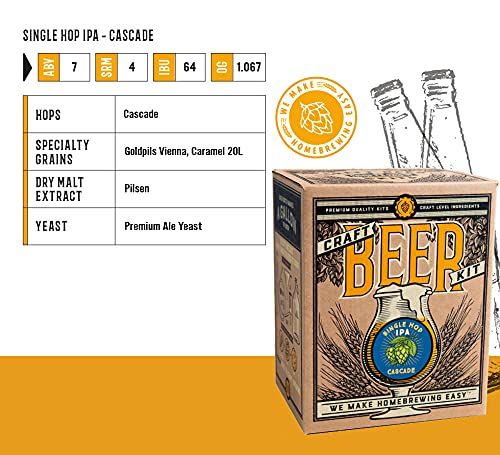 Craft A Brew - American Pale Ale - Beer Making Kit - Make Your Own Craft Beer - Complete Equipment and Supplies - Starter Home Brewing Kit - 1 Gallon