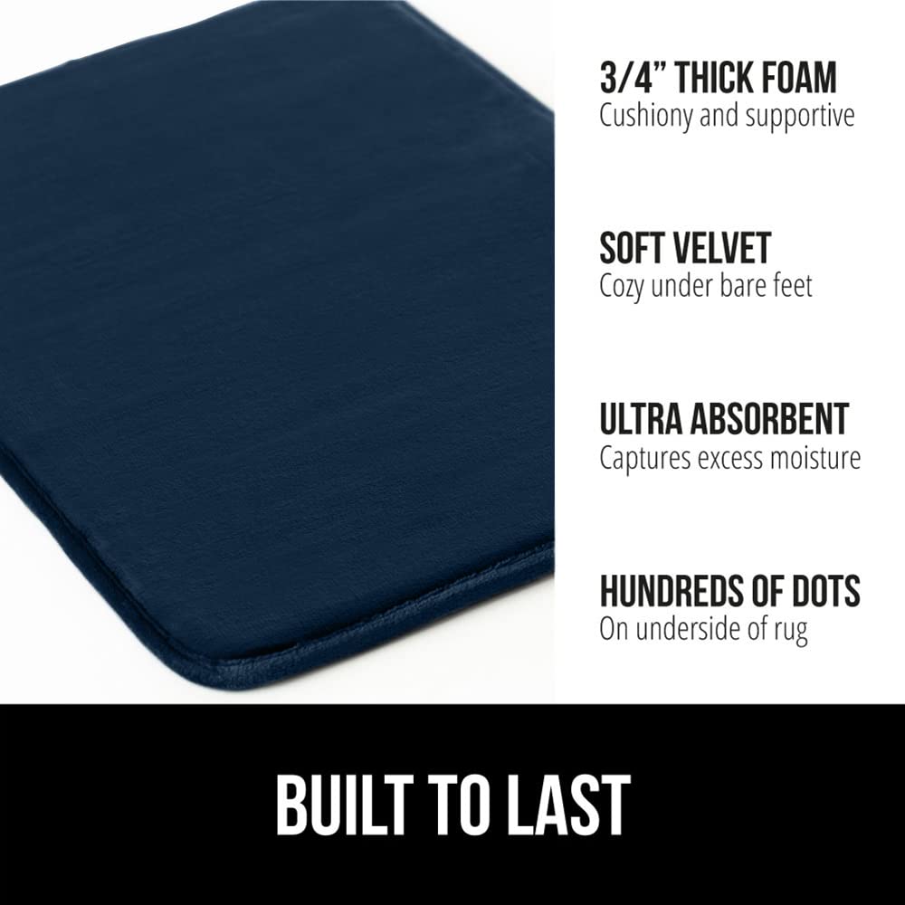 GORILLA GRIP Memory Foam Bath Rugs, Soft Absorbent Velvet Bathroom Mats, Durable Dots on Underside, Machine Washable Bathmat, Carpet Rug Room Decor for Shower Floor, 24x17 Mat, Graphite Gray
