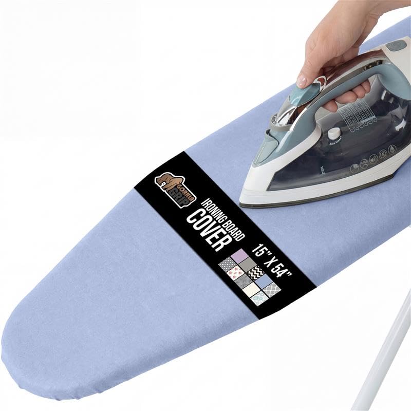 GORILLA GRIP The Original Ironing Board Cover and Pad, Silicone Coating, Thick Scorch Resistant Padding, Heavy Duty Iron Covers Standard Boards, Hook and Loop Fastener Strap, Silver, 15x54