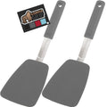 GORILLA GRIP Food Grade Flexible Silicone Spatula, Heat Resistant Head for Nonstick Frying Pan, Patented Soft Rubber Handle for Comfort, Non-Scratch Kitchen Turner, Flip Eggs Burgers, 11.6 in, Black