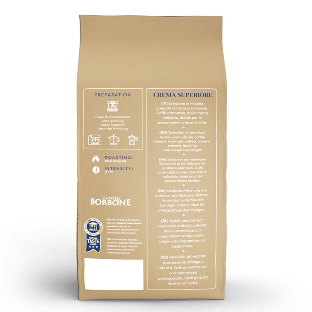 Caffè Borbone Crema Superiore Whole Bean Coffee, Arabica and Robusta Blend, Medium Roast, 2.2 lb Bag (Pack of 1)