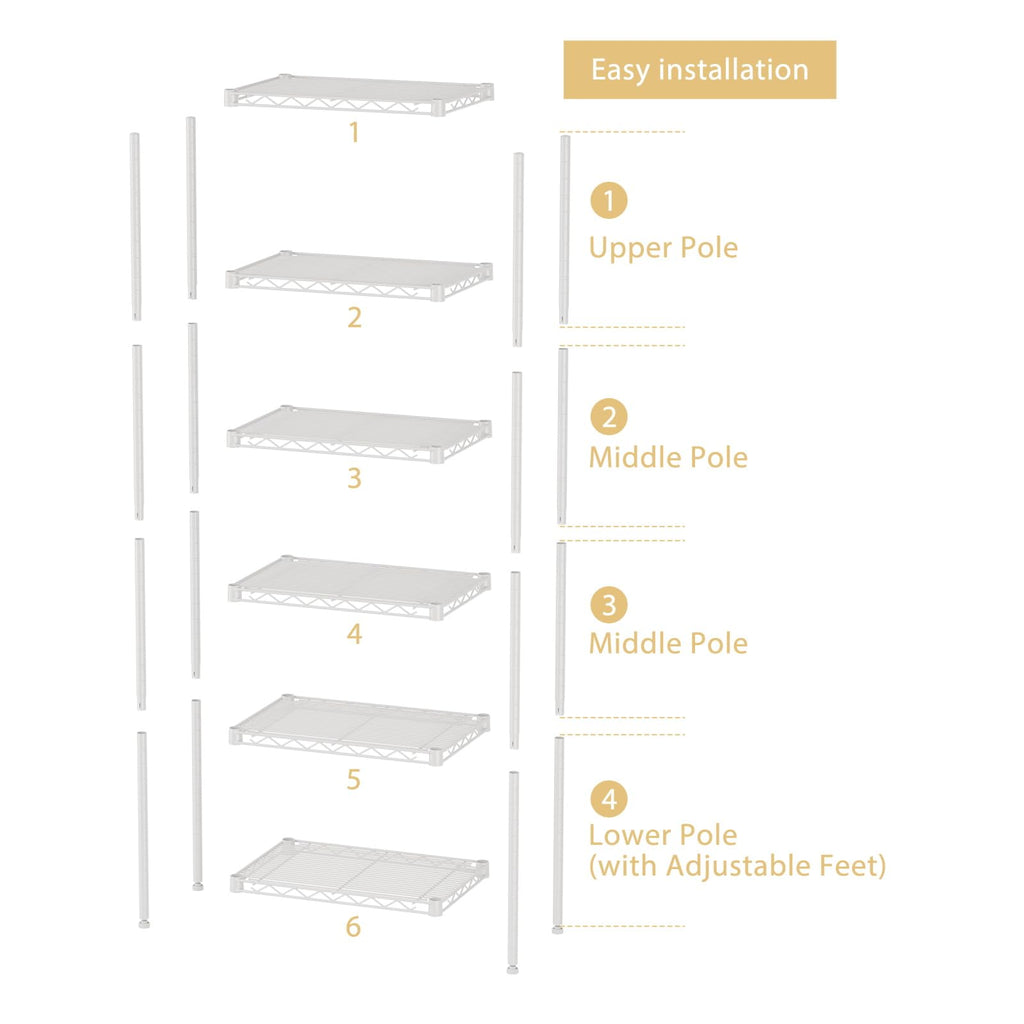 SINGAYE 3 Small Shelves Storage Shelf Wire Shelving Unit Metal Shelf Adjustable Organizers Storage Shelving with Wheels for Bathroom Laundry Room Kitchen Pantry11.5”D x 17.5”W x 30.5”H White