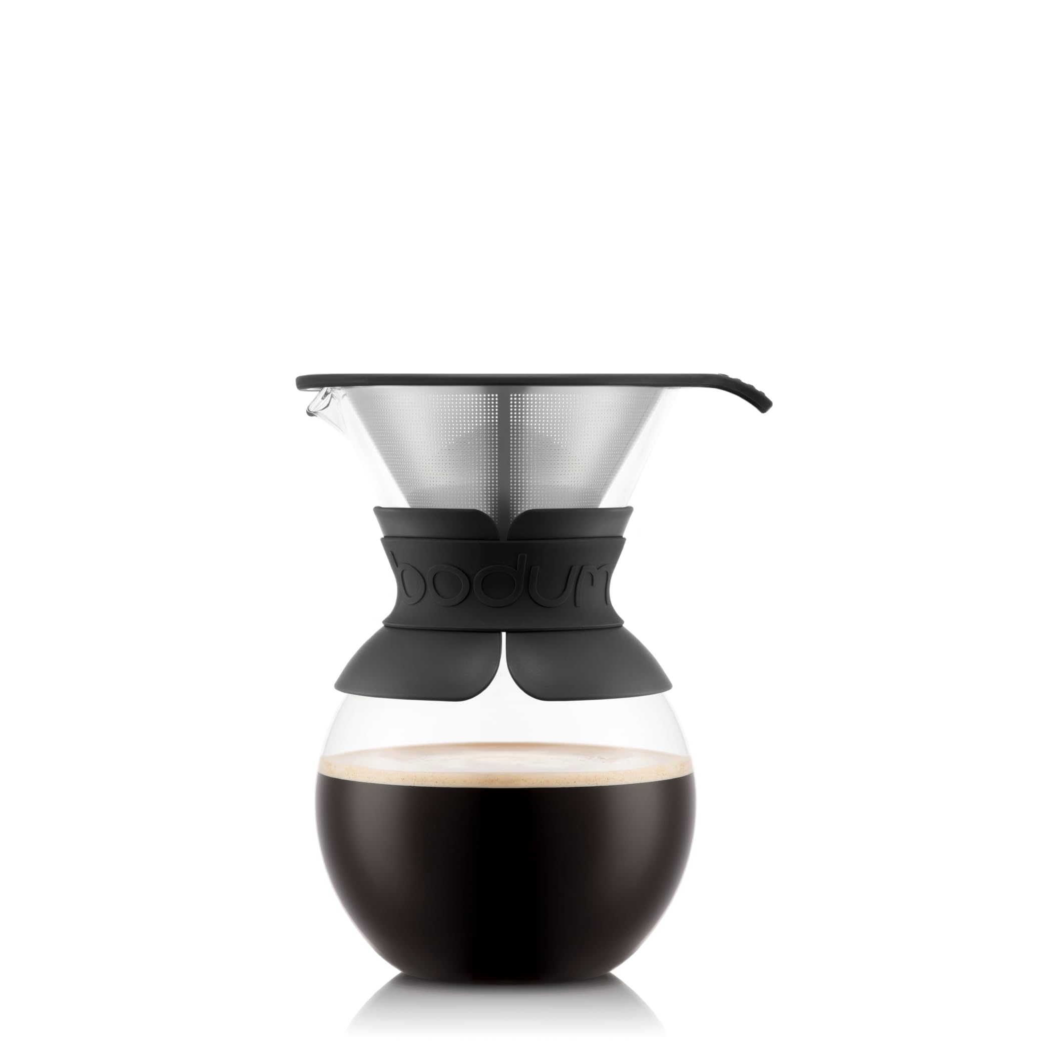 Bodum 34oz Pour Over Coffee Maker, High-Heat Borosilicate Glass with Reusable Stainless Steel Filter and Cork Grip - Made in Portugal