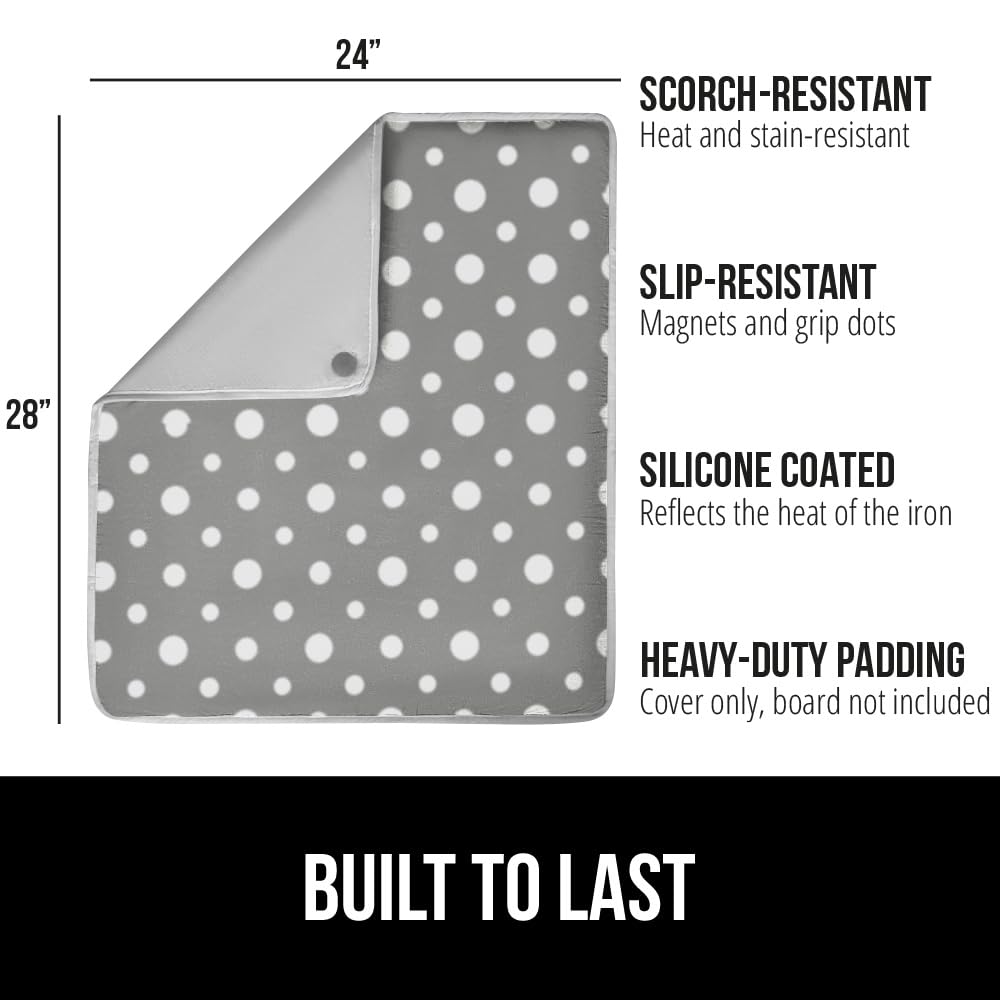 GORILLA GRIP The Original Ironing Board Cover and Pad, Silicone Coating, Thick Scorch Resistant Padding, Heavy Duty Iron Covers Standard Boards, Hook and Loop Fastener Strap, Silver, 15x54
