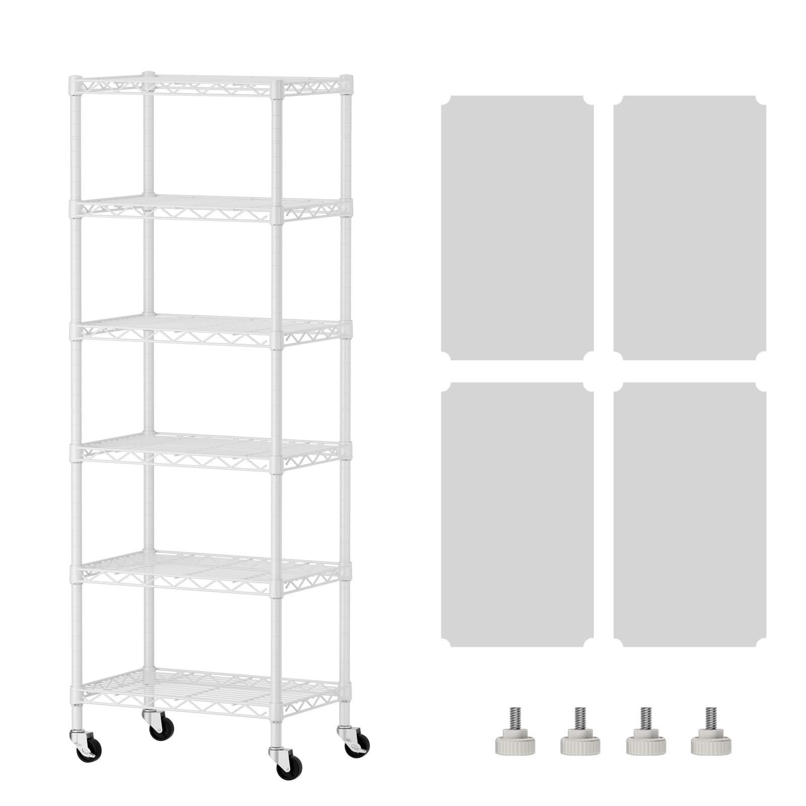 SINGAYE 3 Small Shelves Storage Shelf Wire Shelving Unit Metal Shelf Adjustable Organizers Storage Shelving with Wheels for Bathroom Laundry Room Kitchen Pantry11.5”D x 17.5”W x 30.5”H White