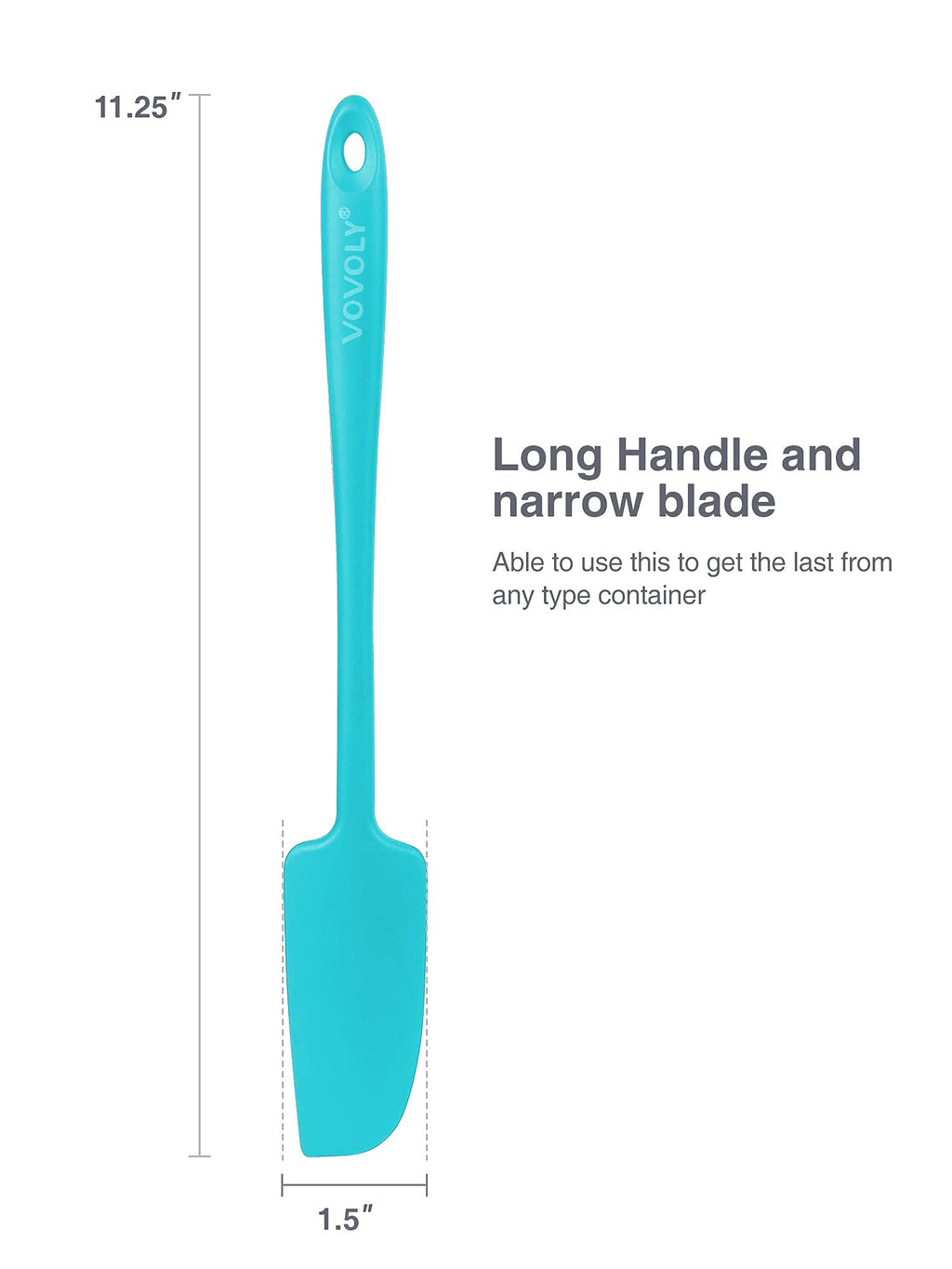 Silicone Jar Spatula, Small Rubber Scraper, Spatulas Silicone Heat Resistant, Seamless,Non StIck Cookware 11.2 Inch, Black.