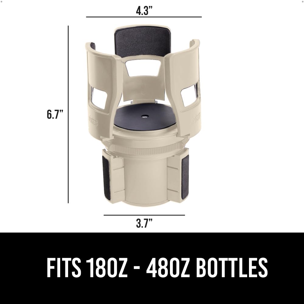 GORILLA GRIP Patent Pending Adjustable Car Cup Holder Expander, Keeps Water Bottle Secure, Expands to Fit 18 to 48 oz Large Bottles, Yeti, Owala, Stanley with Handle, Coffee Mug Insert for Cars, Black
