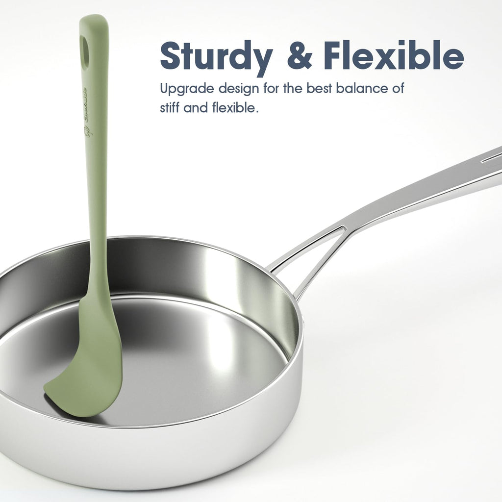 5 Pieces Silicone Spatula Set, Food Grade Rubber Spatula, Upgrade Strong Handle with Ergonomic Grip, Heat Resistant Up to 600°F for Nonstick Cookware, Cooking