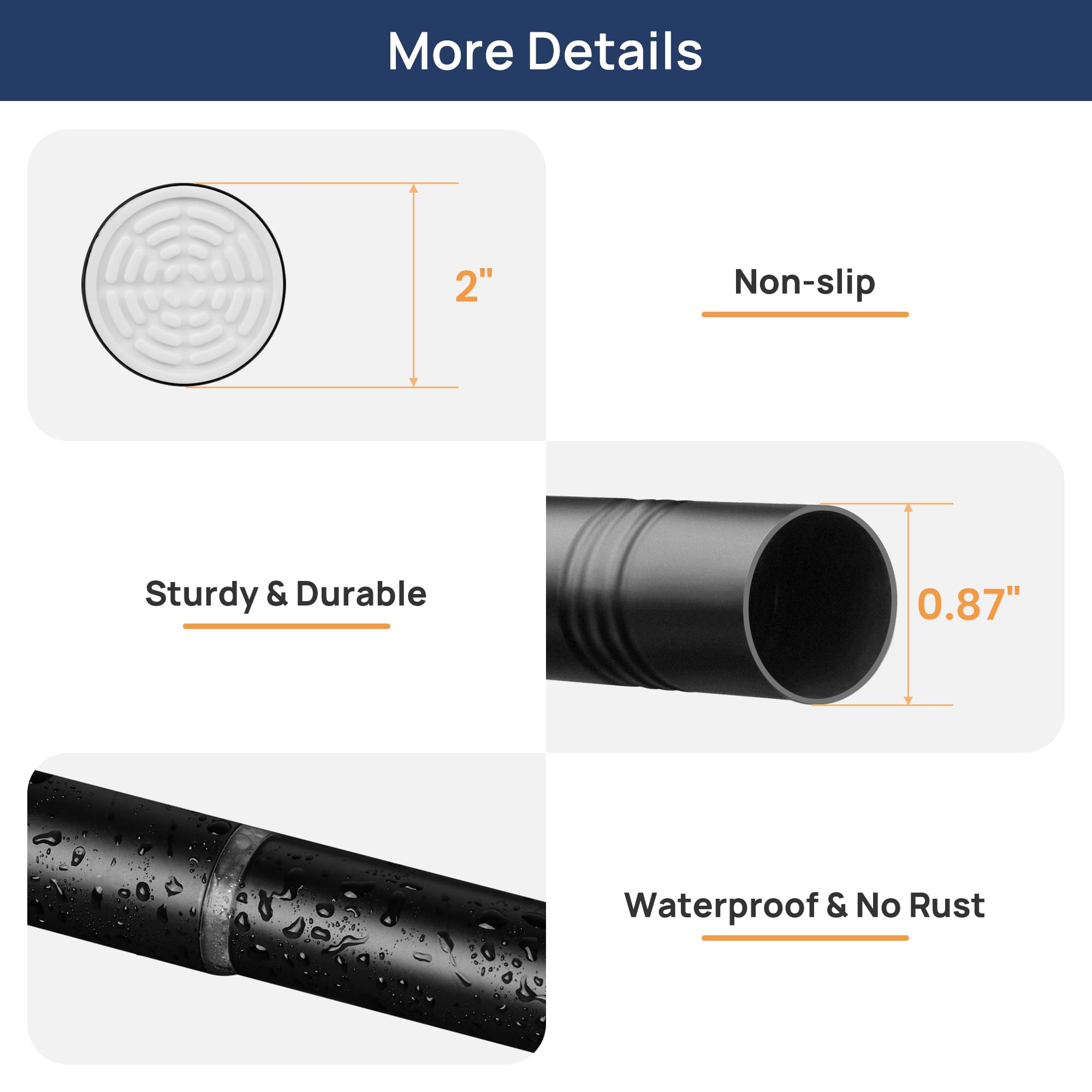 ENJOYBASICS 2 Pack Adjustable Spring Tension Curtain Rods 32 to 66 Inches, Stainless Steel Matte Black Shower Rod No Drilling for Window, Bathroom, Closet, Room Divider, 7/8" Diameter