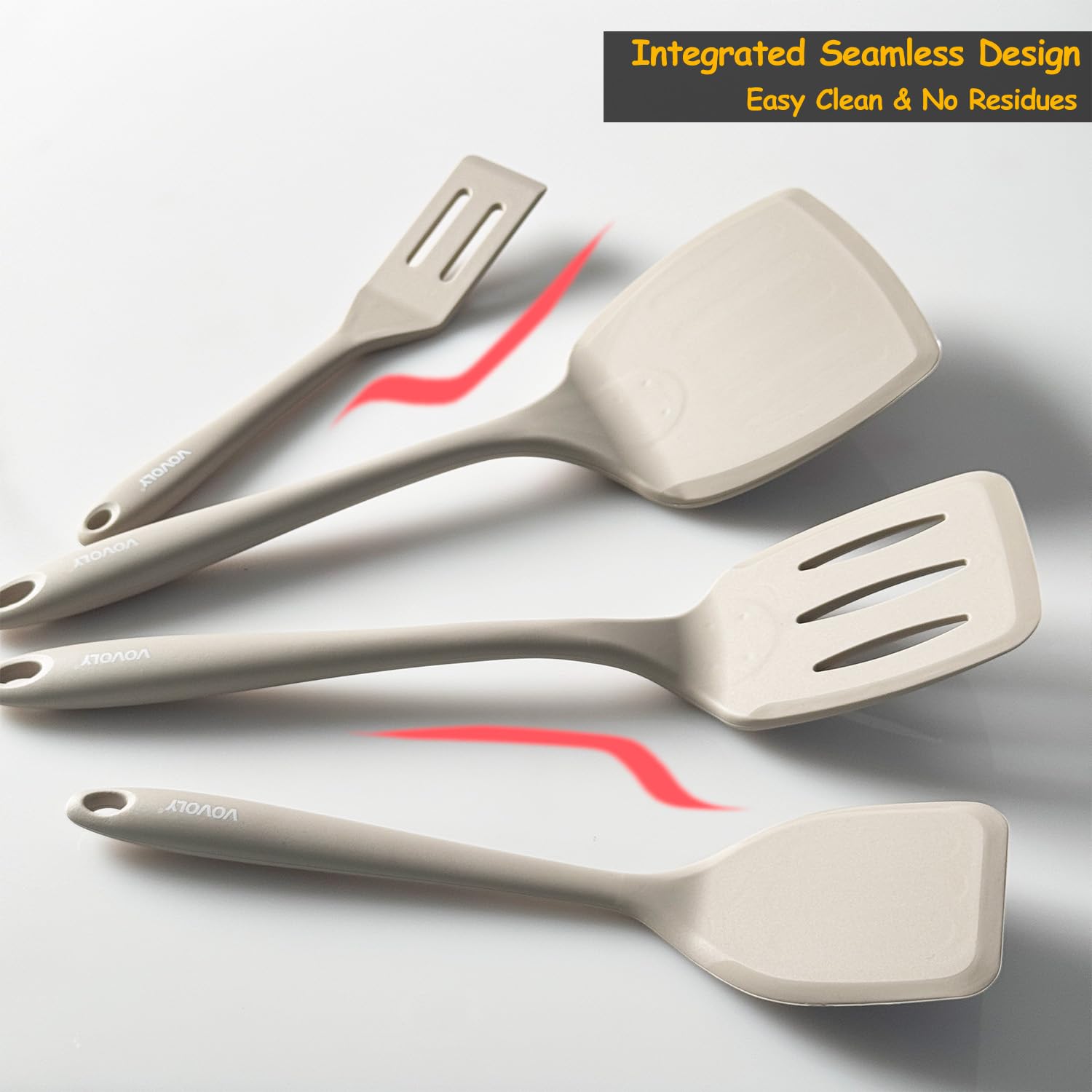 Silicone Spatula Set, 600°F Heat Resistant Silicone Spatula Turner Flipper for Cooking, Non Stick and Non Scratch Kitchen Utensils for Eggs & Pancakes, 4 Pack, Black