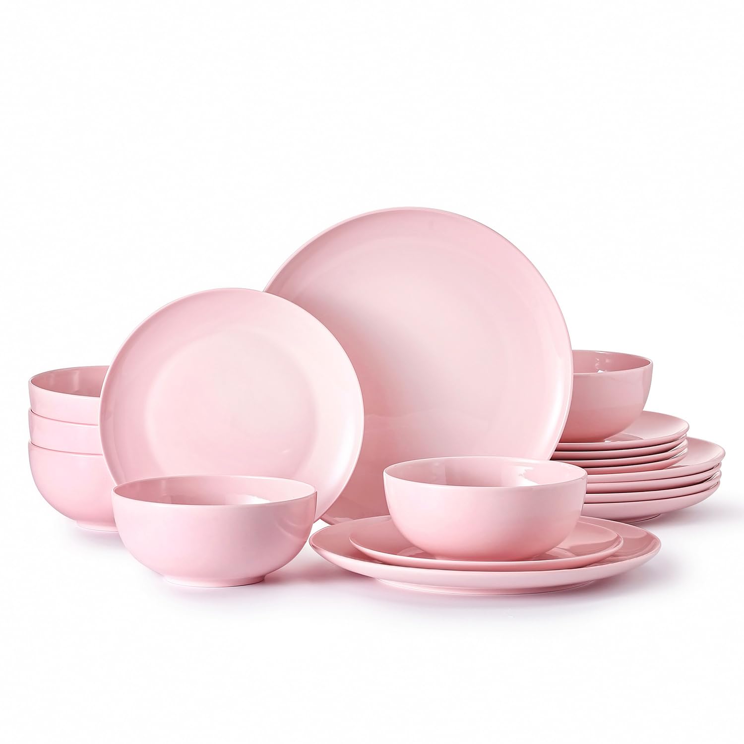 KINGSTONE 12-Piece Bone China Dinnerware Set for 4, Lightweight and Durable, Microwave and Dishwasher Safe, White Plates and Bowls for Everyday Use