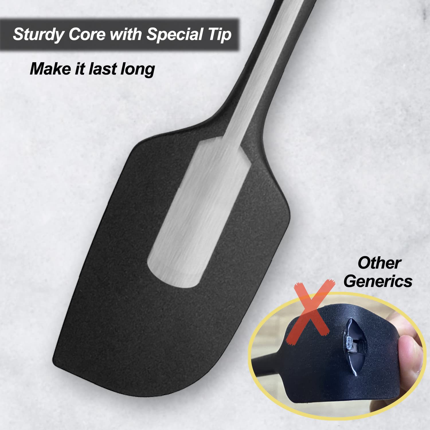 3 Pack Large Silicone Spatula for Kitchen,600°F Heat resistant Rubber Spatulas for Baking,Cooking, Scraping,and Mixing,Non Stick Kitchen Utensils, BPA Free, 11.2 IN, Khaki