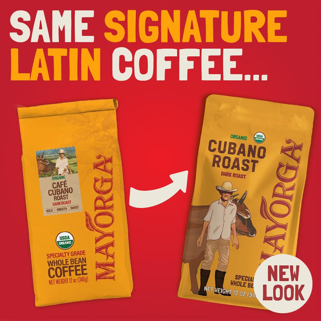 Mayorga Organic Coffee 2lb Cafe Cubano Roast - Dark Roast Whole Bean Specialty Grade Coffee, 100% Arabica, Slow Roasted, Bold and Smooth Flavor with Low Acidity - USDA Organic, Non-GMO, Kosher