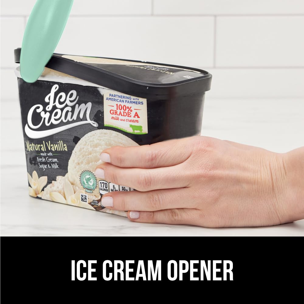 GORILLA GRIP BPA-Free Heavy Duty Ice Cream Scoop, Comfortable Ergonomic Handle, Professional Grade Scooper for Perfect Round Scoops, Spoon Frozen Hard Gelato, Sorbet, Cookie Dough, Kitchen Tool, Black