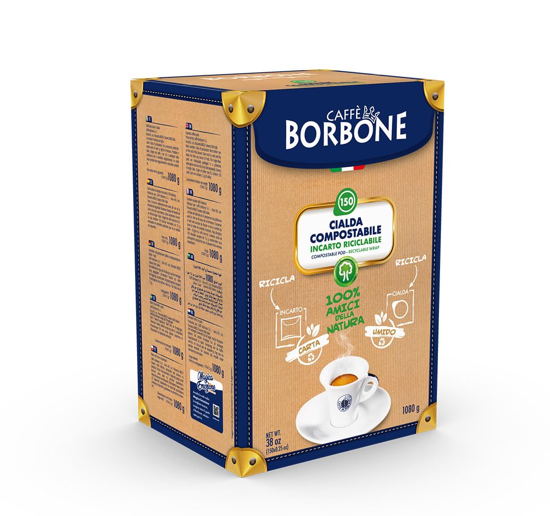 Caffè Borbone Espresso Paper Pods, Blue Blend, Balanced and Full-Bodied, Medium Roast ESE Pods, Authentic Italian Espresso - 150 Count