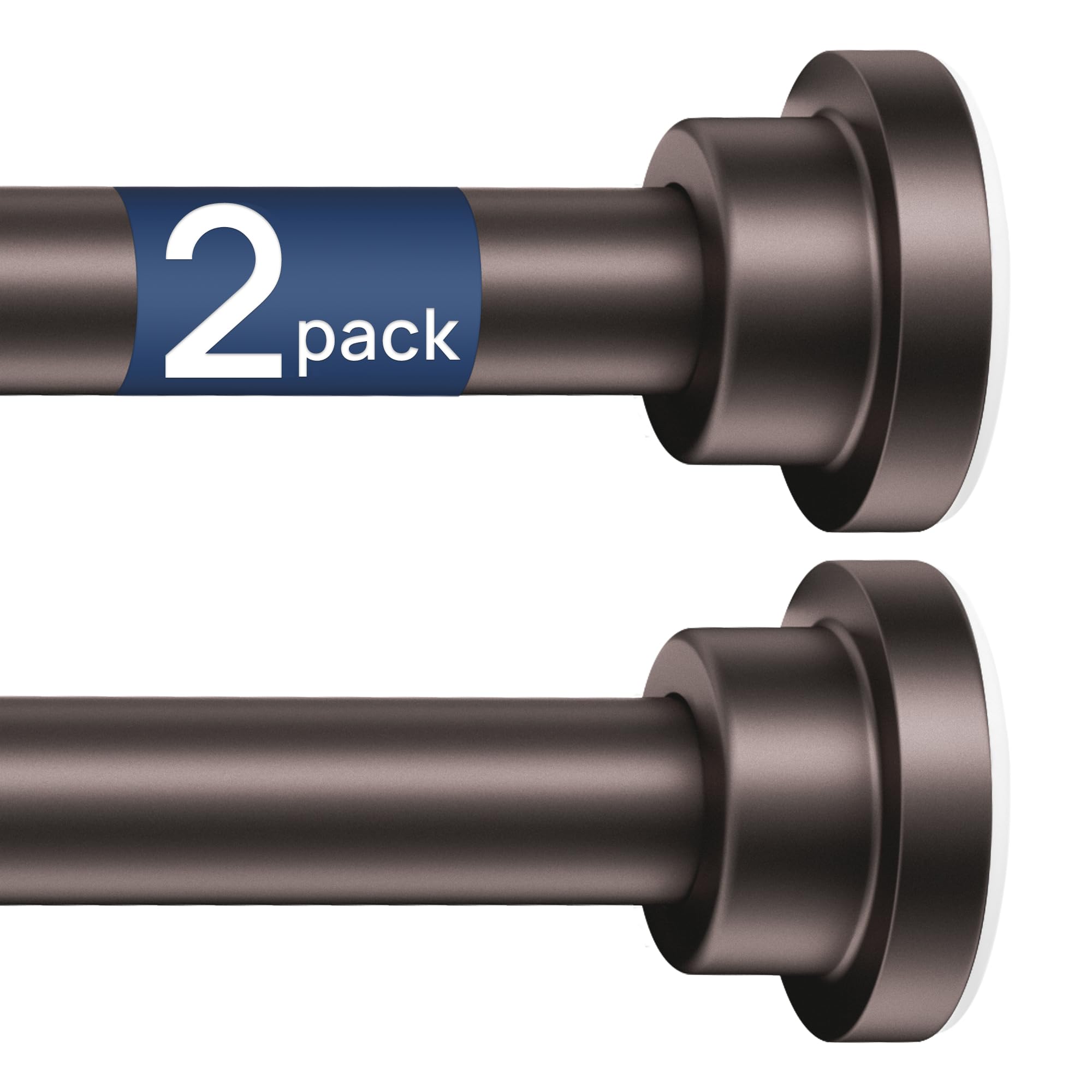 ENJOYBASICS 2 Pack Adjustable Spring Tension Curtain Rods 32 to 66 Inches, Stainless Steel Matte Black Shower Rod No Drilling for Window, Bathroom, Closet, Room Divider, 7/8" Diameter