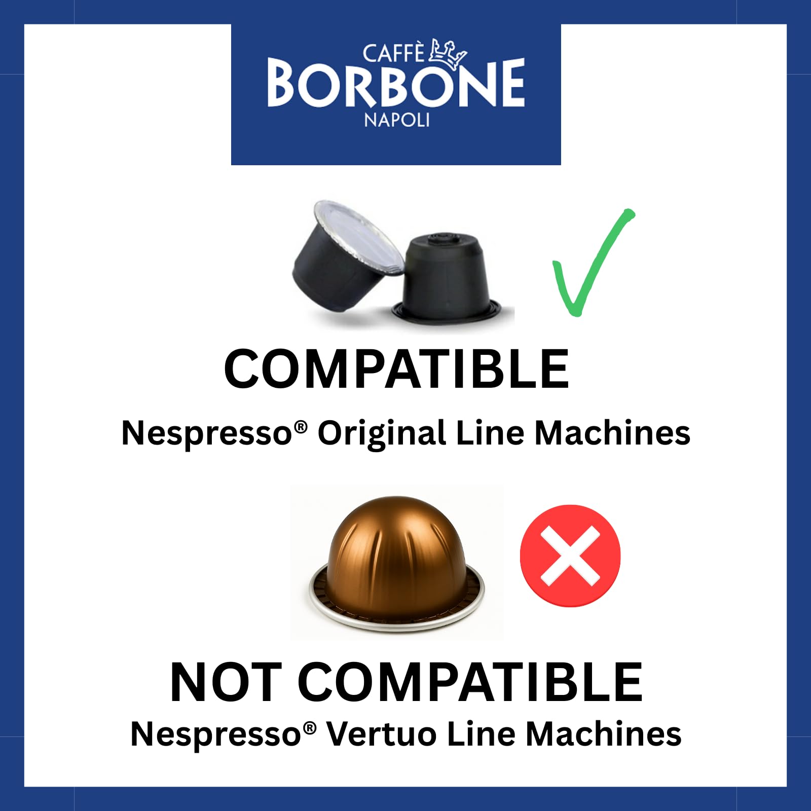 Caffè Borbone Blue Blend Nespresso Compatible Espresso Coffee Pods, 100 Count Espresso Pods