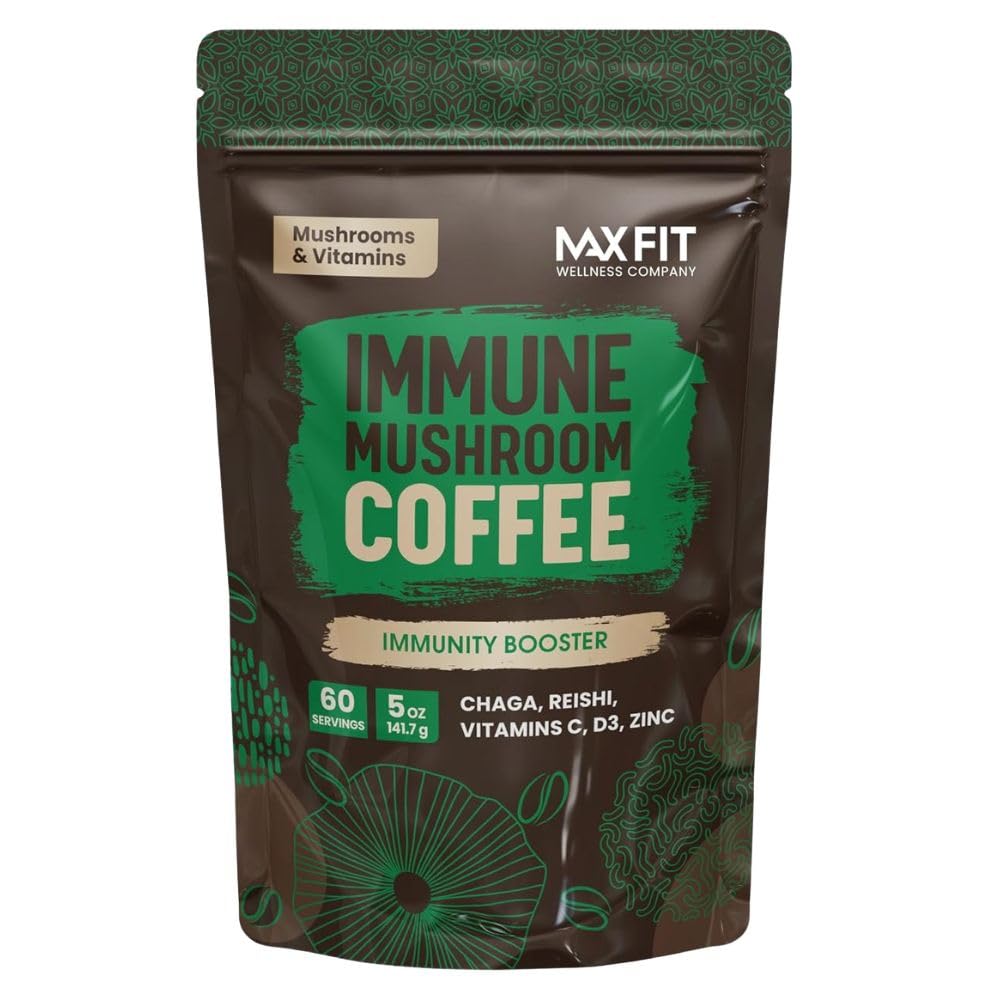 Mushroom Coffee (60 Servings) 10 Mushrooms (Lion’s Mane, Cordyceps, Turkey Tail & Other) Mixed With Gourmet Arabica Instant Immune Boosting Coffee for Focus & Gut Health Support