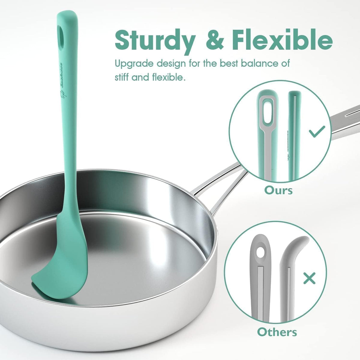 ChefAide 5 Pieces Silicone Spatulas Set, Heat Resistant Rubber Spatula