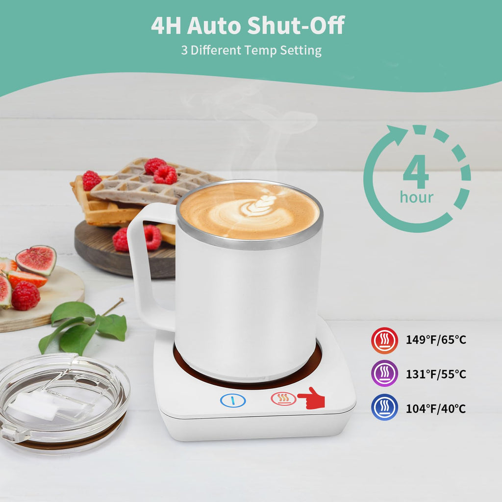 VOBAGA Imitation Wood Grain Coffee Cup Warmer & Mug Warmer for Desk, Electric Coffee Warmer Plate with 3-Temp Settings for Tea, Cocoa, Milk with Auto Shut Off After 4 Hours, Coffee Gifts for Women Men