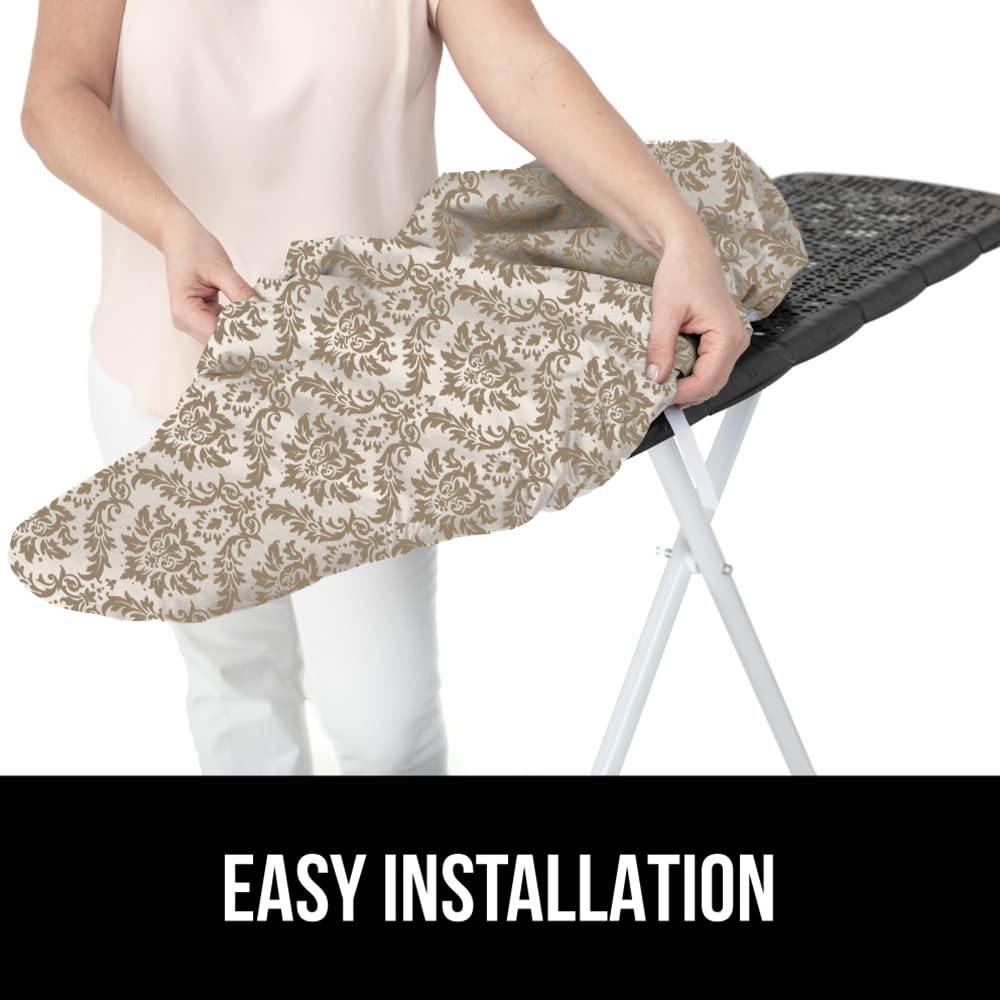 GORILLA GRIP The Original Ironing Board Cover and Pad, Silicone Coating, Thick Scorch Resistant Padding, Heavy Duty Iron Covers Standard Boards, Hook and Loop Fastener Strap, Silver, 15x54