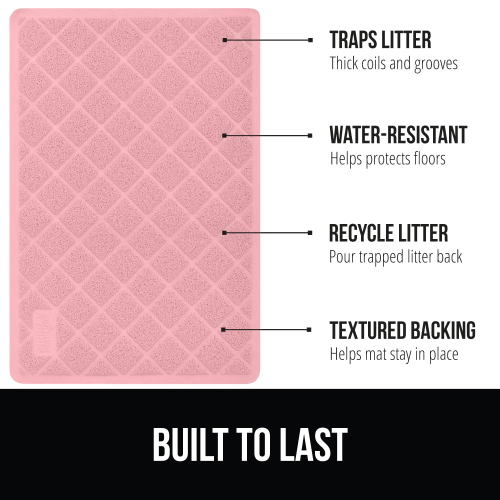 GORILLA GRIP Cat Litter Box Mat, Water Resistant, US Designed Kitty Litter Trapping Mats, Easy to Clean, Scatter Control, Less Mess and Clean Floors, Kitten Supplies for Indoor Cats, 24x17 Grey
