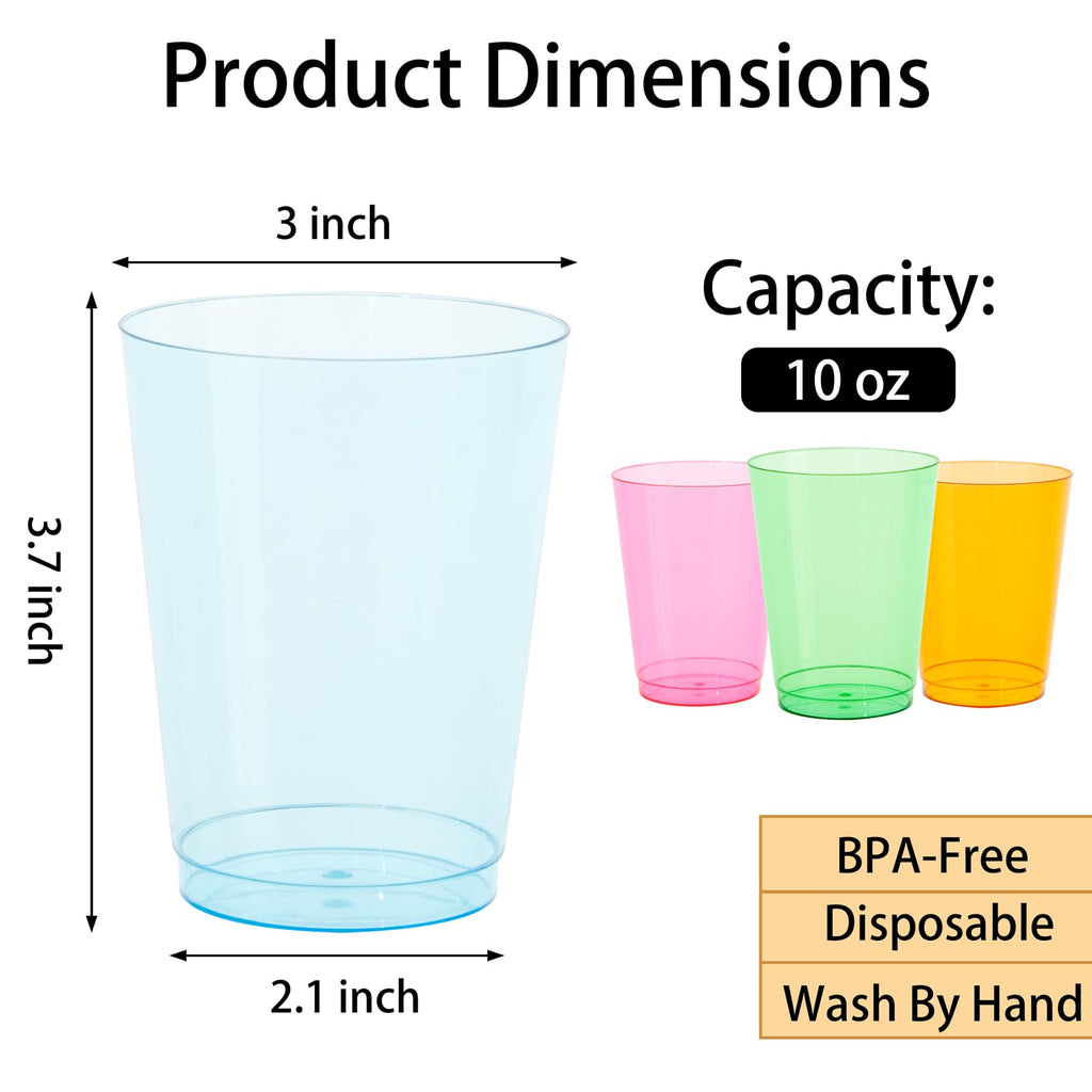 DaYammi 200 Pack Gold Plastic Cups 10 Oz Clear Cup Gold Rimmed Disposable Wine Glasses Fancy Disposable Party Cups Tumblers Drinking Cup Plastic Cocktail Glasses gold disposable cups for Party Wedding