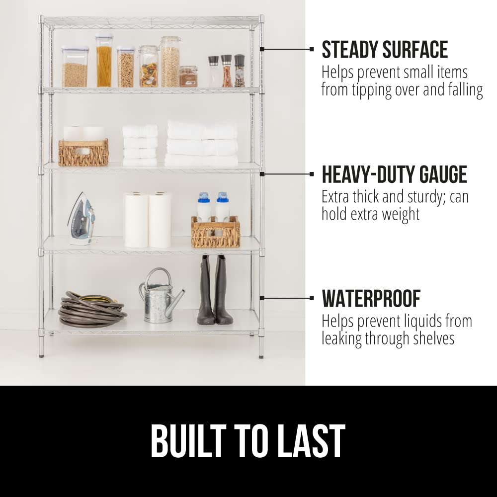 GORILLA GRIP ShelfGuard Wire Shelf Liner Compatible with Amazon Basics Shelving Unit, Set of 4 Waterproof Liners for Organizing Metal Rack Shelves, Kitchen Cabinets, Cupboard, Pantry, 14x36 Clear