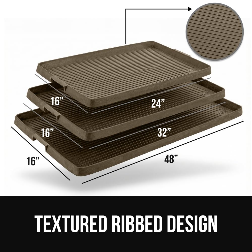 GORILLA GRIP Natural Rubber Indoor Outdoor Boot Tray for Shoes, 32x16, Waterproof Winter Mat with Raised Edges, Handles, Tear Resistant Heavy Duty Home Garage Floor Mats, Easy Clean Shoe Trays, Black