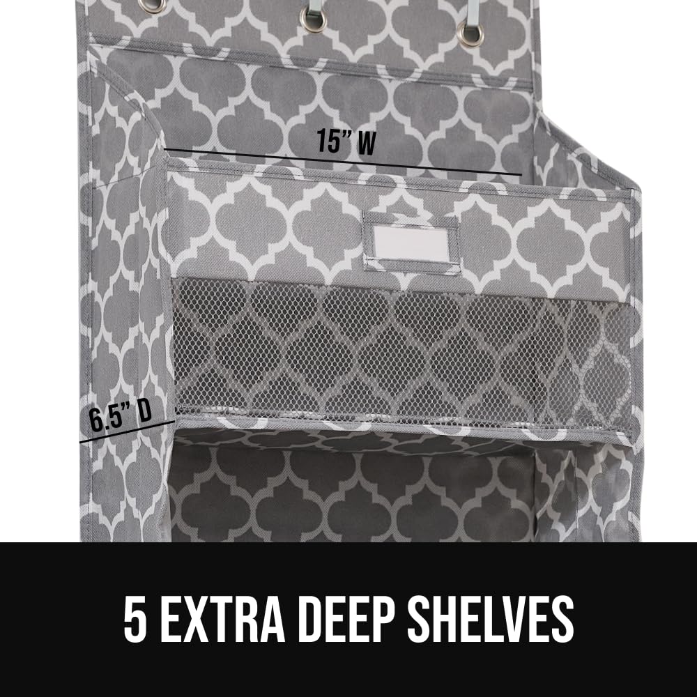 GORILLA GRIP Over the Door Shoe Organizer, 24 Large Breathable Mesh Pockets, Space Saving Hanging Storage Holder, Closet Rack Hanger Holds Up to 40 lbs, Hangs on Closets for Shoes, Accessories, Black