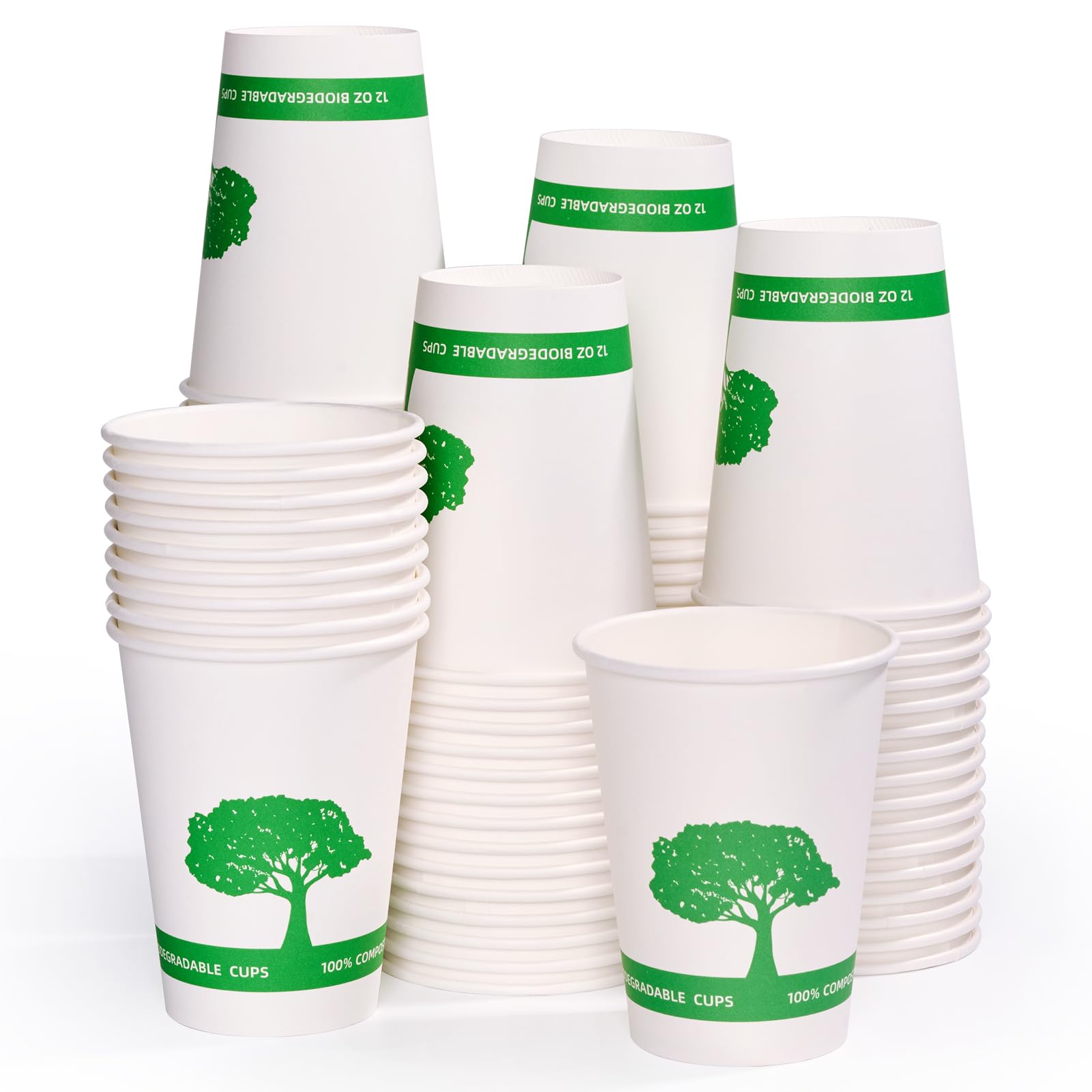 Vplus 400 Pack Compostable Paper Cups, 8 oz Paper Coffee Cups, Biodegradable Disposable Paper Cups, Eco-friendly Hot Drinking Cups for Party, Picnic,and Events