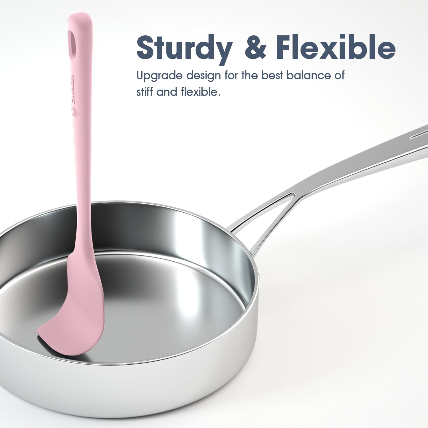 5 Pieces Silicone Spatula Set, Food Grade Rubber Spatula, Upgrade Strong Handle with Ergonomic Grip, Heat Resistant Up to 600°F for Nonstick Cookware, Cooking