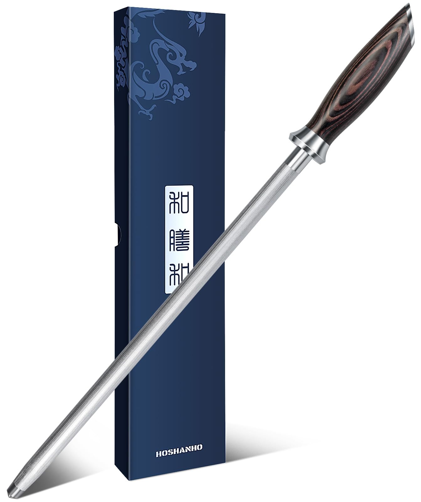 HOSHANHO Honing Rod,10 Inch Professional Kitchen Knife Sharpener Rod, Japanese High Carbon Knife Sharpening Steel with Ergonomic Pakkawood Handle, Ideal for All Chef Knives