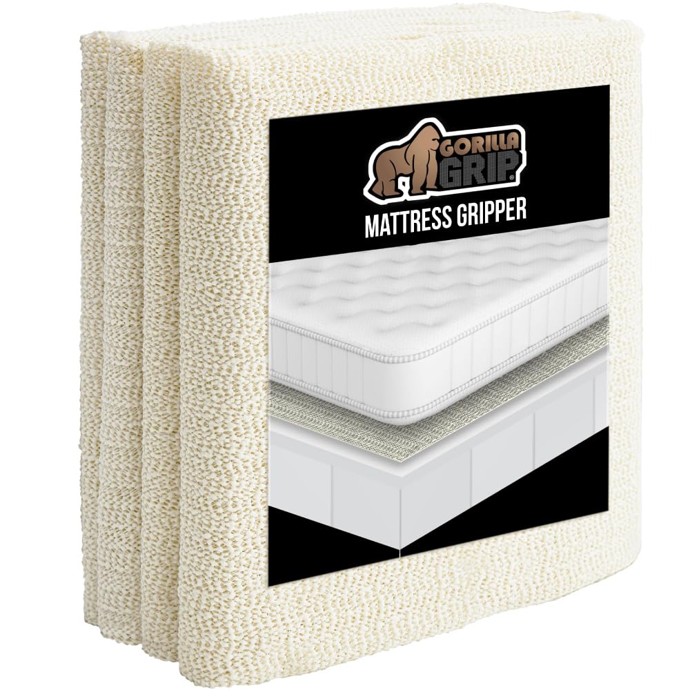 GORILLA GRIP Non Slip Mattress Gripper, Prevents Mattresses from Sliding and Holds Bed in Place, Pad Grips Beds, Sofa, Couch, Chair Cushions and Helps Keep Topper from Slipping, Easy Trim Pads, Queen