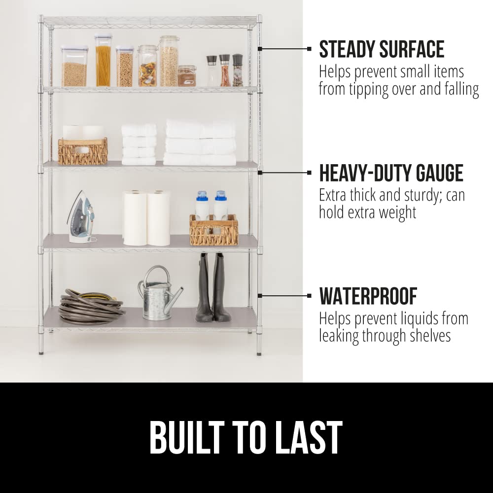 GORILLA GRIP ShelfGuard Wire Shelf Liner Compatible with Amazon Basics Shelving Unit, Set of 4 Waterproof Liners for Organizing Metal Rack Shelves, Kitchen Cabinets, Cupboard, Pantry, 14x36 Clear