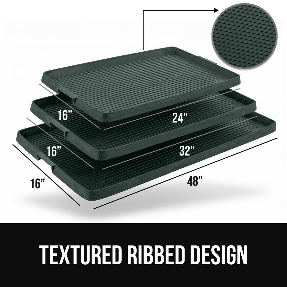 GORILLA GRIP Natural Rubber Indoor Outdoor Boot Tray for Shoes, 32x16, Waterproof Winter Mat with Raised Edges, Handles, Tear Resistant Heavy Duty Home Garage Floor Mats, Easy Clean Shoe Trays, Black