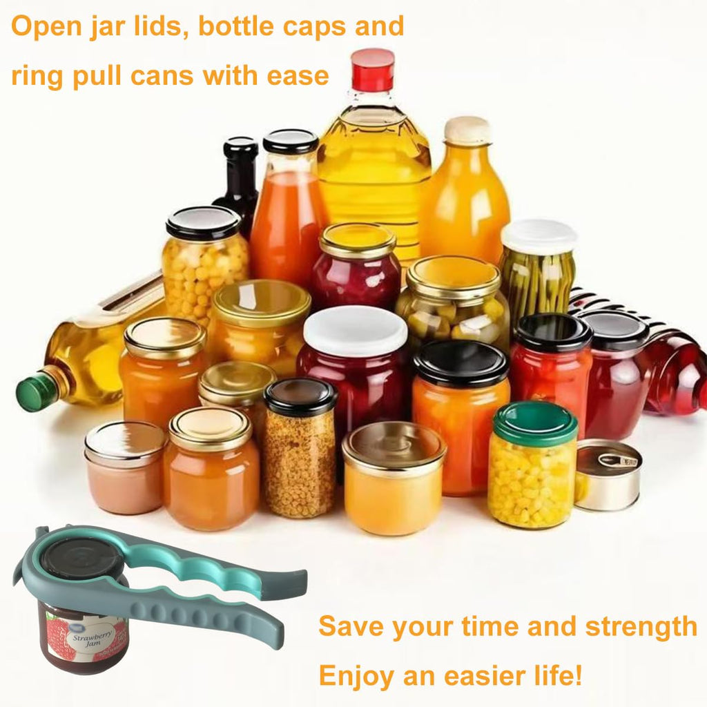 Otstar Jar Opener Bottle Opener and Can Opener for Weak hands, Seniors with Arthritis and Anyone with Low Strength, Mutil Jar Opener Get Lids Off Easily (Blue and Grey)