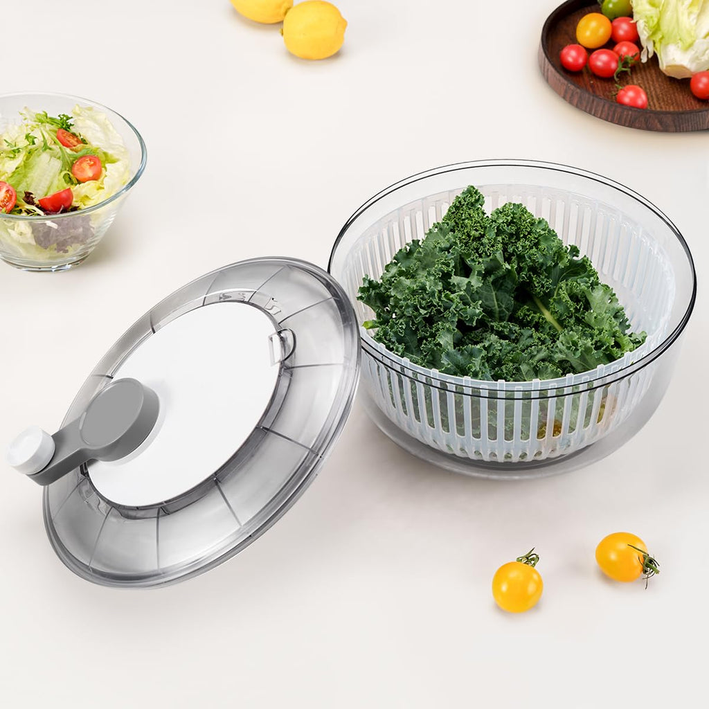 KEOUKE Salad Spinner and Vegetable Chopper Set with 3 Blades, 4.2Qt Large Bowl for Effortless Lettuce Drying, Onion Dicing, and Potato Cutting
