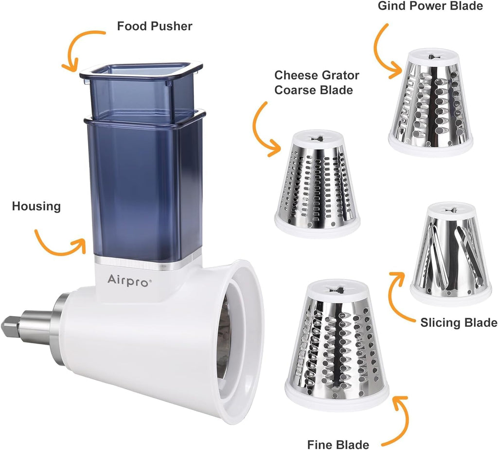 Slicer Shredder Attachment for Kitchenaid Stand Mixer, Salad Machine with Vegetable Slicer, Salad Maker, Food Slicers Cheese Grater Attachments for Kitchenaid Mixer Dishwasher Safe By Airpro,Blue
