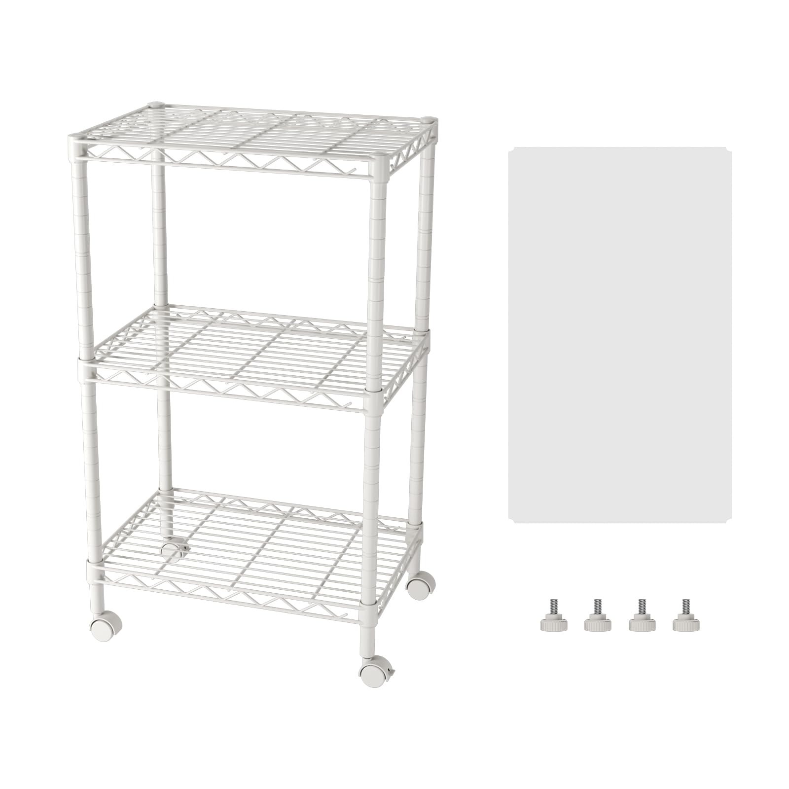 SINGAYE 3 Small Shelves Storage Shelf Wire Shelving Unit Metal Shelf Adjustable Organizers Storage Shelving with Wheels for Bathroom Laundry Room Kitchen Pantry11.5”D x 17.5”W x 30.5”H White